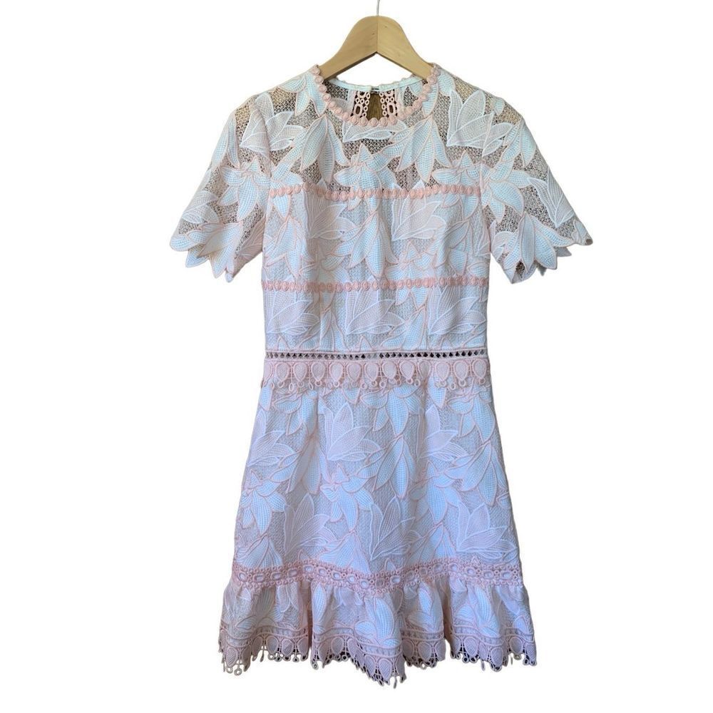 Saylor Birgit Floral Lace Mini Dress Blush Size S - Picture 4 of 12